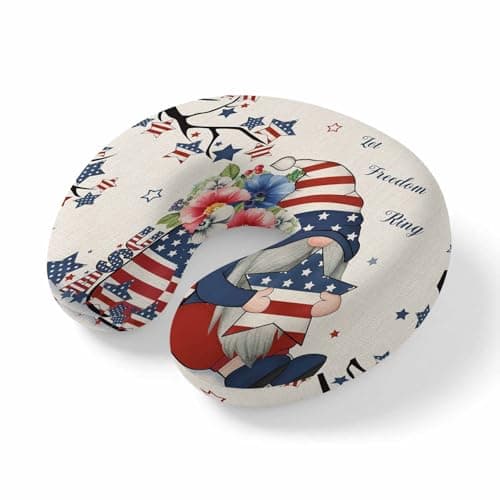 ZFUNCING Travel Pillows U-Shaped Neck Pillow Independence Day Dwarfs Ergonomic Memory Foam Pillow Head Cushion,Poppy on Retro Linen Soft Portable Neck Pillows for Office Airplane Car Train