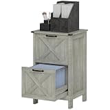 Barn Door Style 2-Drawer File Cabinet in Grey, 18.1x15.7x29.5in
