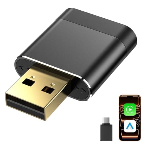 Gleefulia Wireless Car Play Dongle - No Delay, Ideal for Long-Distance Driving, Daily Commutes, and Vacations. Gold-Plated USB, Metal Housing. Converts Wired to Wireless for iPhone Auto Link