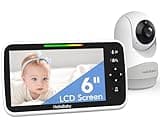 HelloBaby 6”IPS Large Screen, Video Baby Monitor with Upgraded 4000mAh Battery, 2-Way Talk, Night Vision, Pan-Tilt-Zoom, No WiFi, ECO Mode