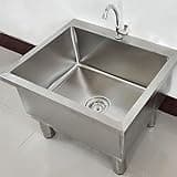 Eoweiot Stainless Steel Floor Mop Sink with Deep Basin, Large-Capacity Utility Sink for Commercial Cleaning (50 * 50cm)