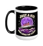 Just A Kid Who Loves The Titanic Purple Moon Ceramic Mug, Black/White, 15oz
