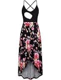 BAIKEA Cami Midi Dress,Nursing Dress Flattering Dresses for Women Floral Cami Dress Sleeveless Crew Neck Above Knee Length Plain Contrast Color Form Fitting Petite Boutique Clothing Black S
