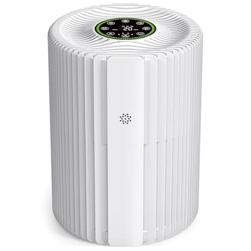 VOOPNU DH-JHD07 Air Purifier 3-Stage Filter for Pet Hair & Allergies, 360° Intake, 24dB Sleep Mode, 5 Speeds, Timer for Bedroom/Dorm/Office - White