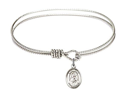 Bonyak Jewelry 6 1/4 inch Oval Eye Hook Bangle Bracelet w/St. Rita of Cascia in Sterling Silver