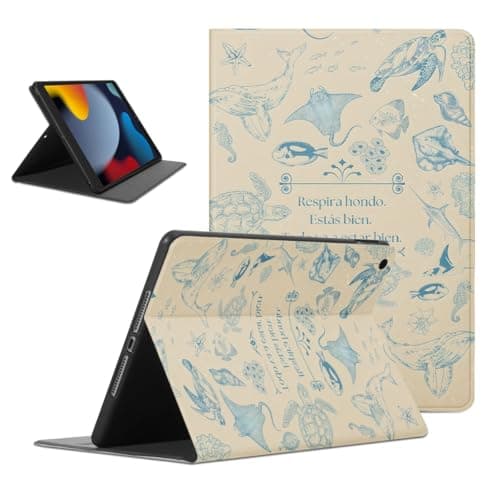 Mrtponk Summer Ocean Marine Life Tablet Case for iPad Pro 11 2021/2020/2018 Case 11",Retro Pattern for Women Men Teens Protective Cover Flip PU Leather Stand Funda