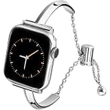 Silver Slim Bracelet Band Compatible with Apple Watch Bands 38mm 40mm 41mm 42mm 44mm 45mm 46mm 49mm Thin Stainless Steel Metal Strap for iWatch Series 11 10 9 8 7 6 5 4 3 SE Dressy Women Watch Band