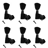 Black Guitar Tuning Keys for 6 String Electric Guitar, Machine Heads and Tuning Pegs Set for Headstock Replacement, String Adjustment, Repair Setup and Performance Maintenance Use