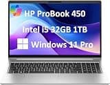 HP ProBook 450 G10 Business Laptop (15.6" FHD Anti-Glare, Intel 10-Core i5-1334U (Beats i7-1255U), 32GB RAM, 1TB SSD), Backlit KB, Webcam, Ethernet, Wi-Fi 6E, Win 11 Pro w/ AI Copilot, Silver