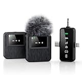 BAILIXIN 3-in-1 Compact Mini Microphone for iPhone, Android, Camera with 20HR Battery, 328FT Range, Wireless Microphones for Video Recording, Noise Canceling for Content Creators- Satin Black