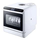 Countertop Mini Dishwasher, Portable Design with 360° Spinning Spray, Heated Drying, Four Wash Modes, Bacteria Removal for Home, Apartment, Dormitory