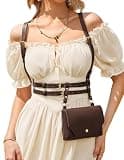 SCARLET DARKNESS Renaissance Belt Pouch Women Halloween Pirate Accessories Medieval Viking Leather Bag Sepia