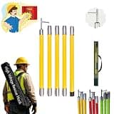 Yellow Non-Telescopic Rescue Pole Rod with Four Types of Switch Heads, Hot Stick Utility Hook with 1/2/3/4/5 Section, Hot Stick for Safety Drills(ligjt Grey,5m 5-Section 110kv)