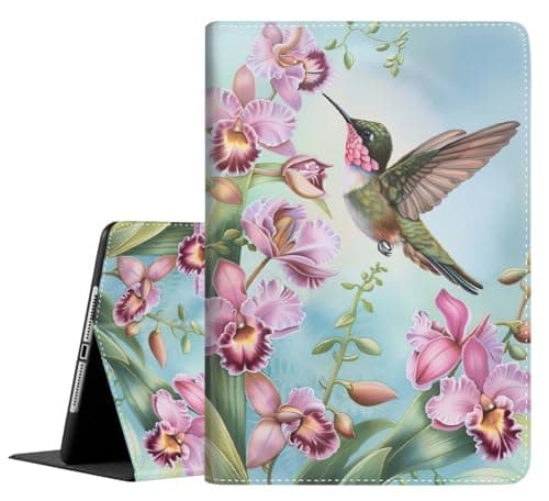 Case for 9.7 Inch 2017 2018/Ipad air/Ipad Air 2， Auto Sleep/Wake Multi-Angle Viewing Slim Folio Stand Cover Case for Ipad 6th/5th Generation，Hummingbird and Flower