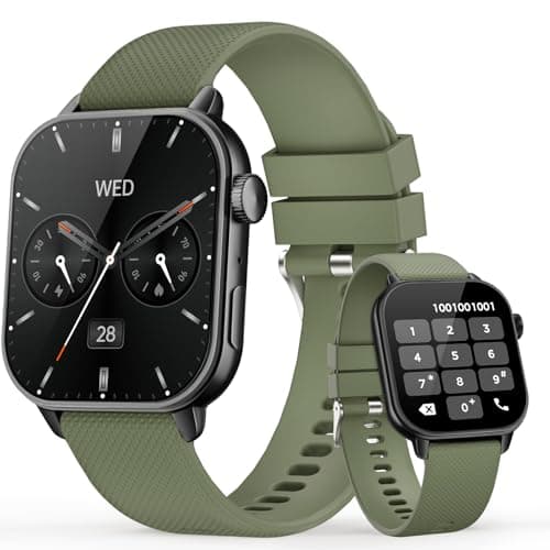 MFVLP Mipqz Smart Watch for Men Women, 1.85'' AMOLED HD Fitness Watch with 120+ Sports Modes, Bluetooth Call/Pedometer, Smartwatch for Android iOS, IP68 Waterproof, Green
