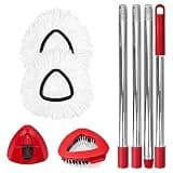 Spin Mop Replacement Set for O-Ceda EasyWring 1-Tank System, Includes 2 Mop Head Replacement, 1 Spin Base, 1 Scrubber Head, 1 Mop Handle (30-58in Adjustable 4-Section Pole)