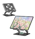 Siromato 360° Rotating Tablet Stand - Adjustable Aluminum iPad Stand Holder for Desk, Foldable Swivel Dock Compatible with iPad Pro/Air/Mini, Kindle, Phones (Up to 13", Max 5.5 lbs/2.5kg) (Black)