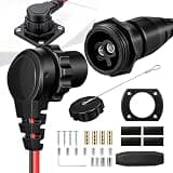 Tegnero Trolling Motor Plug and Receptacle 1865120 MKR-28 compatible with Minn Kota, Male Female Trolling Motor Socket Connector, 60A 48V,Waterproof, Quick Connect,Satin Black