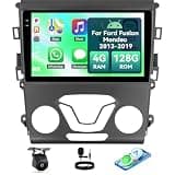 [4+128GB] Android 15 Car Radio Stereo for Ford Fusion Mondeo 2013-2019 with Wireless CarPlay Android Auto,9" Screen Car Radio with Bluetooth GPS WiFi FM/RDS EQ SWC Backup Camera