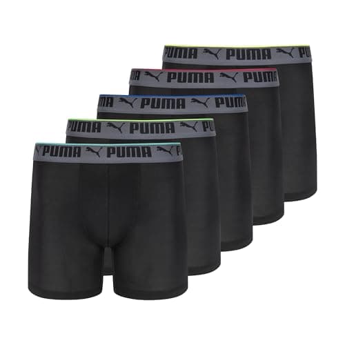 PUMA Men's 5 Pack 360 Mesh Boxer Briefs, Black Combo, Medium