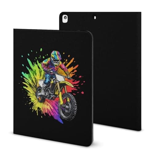 Tie Dye Motocross Rider Tablet Case with Pen Holder Non-Slip Protective Cover Compatible for IPAD 2020 （10.2in）