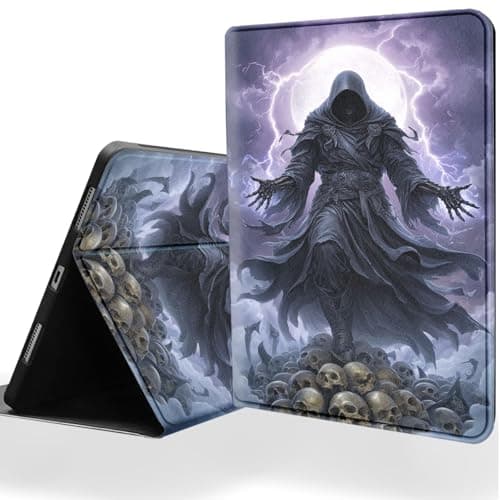 DSRGRGFDJ Tablet Case for 7" Kindle Paperwhite 12th Gen 2024 & Kindle Colorsoft Signature Edition,Auto Wake/Sleep and Multi-Angle Adjustable Stand Cover - Purple Skeleton