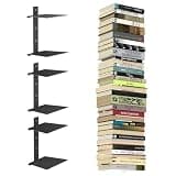Mefirt 6 Tier Black Invisible Floating Bookshelves for Wall