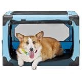 JOYTUTUS Collapsible Dog Crate, 26 Inch Portable Pet Crate for Car, Travel Dog Kennel Foldable Dog Crate for Medium Dog 44lbs, Soft Cat Carrier Fit for Indoor & Outdoor/Car Back Seat/Trunk (Blue)