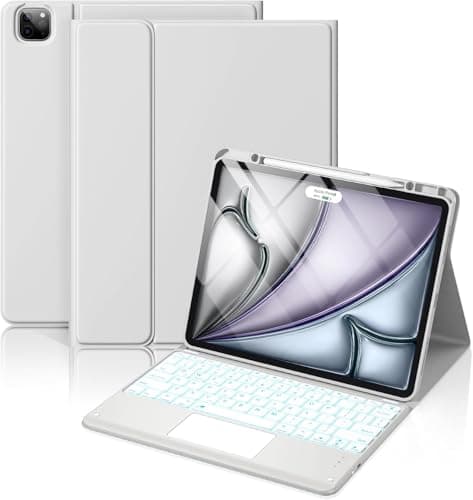 FOGARI Keyboard Case for iPad Air 13 M2 2024/M3 2025&iPad Pro 12.9(6th/5th/4th/3rd Gen),Detachable Wireless Keyboard Cover,with Pencil Holder,Multi-Touch Trackpad,Auto Sleep/Wake,Light Gray