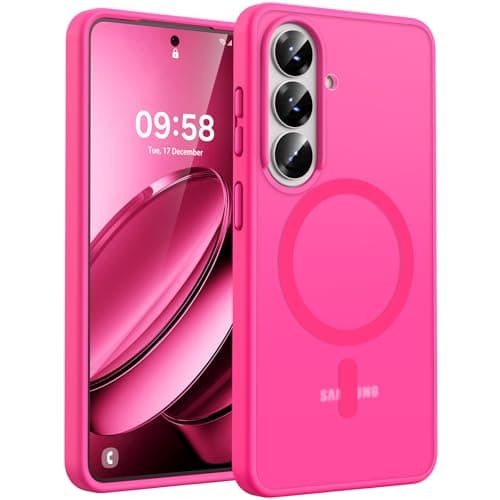 TOCOL for Samsung Galaxy S26 Case, Compatible with Magsafe, Full Camera Protection, Built-in Magnetic Ring, Drop Protection, Translucent Matte Phone Case for S26 6.3 inch (Hot Pink)