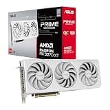ASUS Prime AMD Radeon™ RX 9070 XT 16GB GDDR6 White OC Edition Graphics Card, AMD (PCIe 5.0, HDMI/DP 2.1, 2.5-Slot Design, Axial-tech Fans, Ball Bearings, Dual BIOS, GPU Guard), 3 Year Warranty