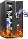 [𝟐𝟎𝟐𝟔 0.5𝐇 𝟏𝟕𝟎𝟎°𝐅] [9.0 𝐂𝐮 𝐅𝐭] Fire Proof Safe for Home Documents, [60 𝐋𝐛𝐬] Large Heavy Duty Biometric Safe Box with Fingerprint & Keypad, Fireproof Safes with Anti-Theft Alarm
