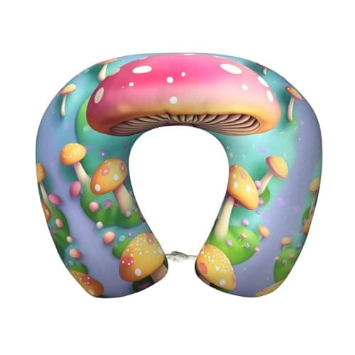 SSYGHT Wonderful Little Mushrooms Print Memory Foam Travel Pillow - Soft U-Shape Neck Support for Flights, Road Trips, Office Naps & More