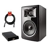 JBL 306P MkII Powered 6.5" Two-Way Studio Monitor with IP-M Isolation Pad (Medium, Single) & 20' XLR Cable Bundle