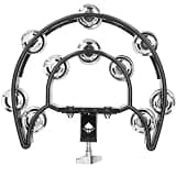 Hi Hat Tambourine Drum Set, Wireless Hand Bell Rattle with Double Row Bells, 40 Stainless Steel Jingles for Acoustic Kit, KTV, Live Performance and Practice