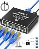 Internet Splitter 1 in 4 Out, Gigabit Ethernet LAN Splitters High Speed 1000Mbps RJ45 Ethernet Switch for Cat8/7/6/5e/5 Cable [4 Devices Simultaneous Networking]