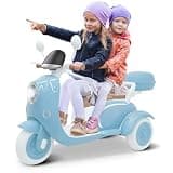 Letsgoride 12V 2 Seater Ride on Motorcycle for Kids, Electric Moped Scooter w/Remote Control, Storage Box, Music, LED Light, Horn, 2x50W Motor, Toddler Ride on Toys for Girls Boys, Blue