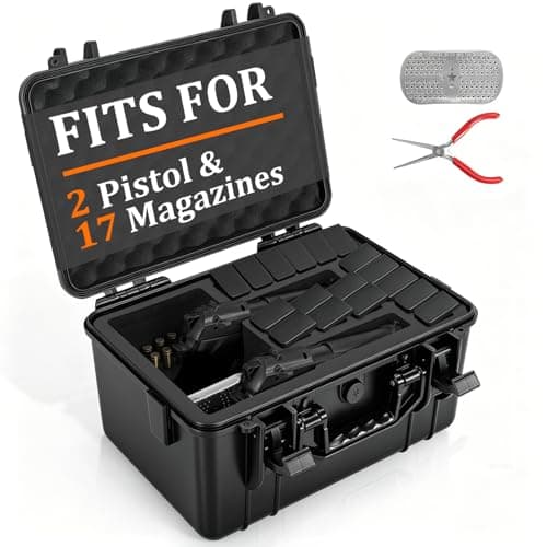 ITHWIU Hard Pistol Case 2 Gun Case & 17 Magazine TSA Approved Waterproof Case with Pre-Cut Foam Shockproof Travel Carrying Hard Shell Case Included Silica Gel Canister, Black