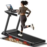 LONTEK 15% Auto Incline Treadmills for Home with 3 Led Screens
