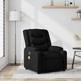 KHNLGFR Black Fabric Manual Recliner Chair with Footrest, 6 Massage Points USB Powered Vibration, Cup Holders and Side Pocket