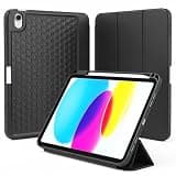 Brilux Case for iPad 11" 2025 (A16)/iPad 10th Gen 10.9" 2022, Trifold Stand Cover with Pencil Holder, Soft TPU Back with Heat Dissipation Vents, Supports Touch ID & Auto Wake/Sleep (Black)