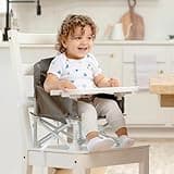 Regalo My Chair 2-in-1 Baby High Chair & Portable Travel Booster Seat, High Chair for Babies & Toddlers, Booster Seat for Kitchen Chair, Oversized Tray with Cup Holder, Gray