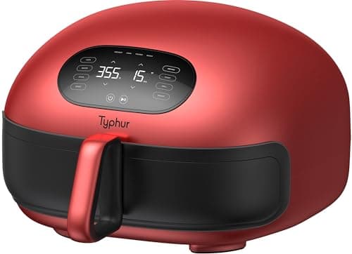 Typhur Dome 2 AI Smart Air Fryer, Large Flat Airfryer with Top & Bottom Heating, Self-cleaning Digital Fryer, PFAS free Ceramic Basket, Fits a 12" Pizza or Steaks, Whisper-Quiet, 120V