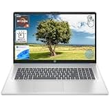 HP 17.3" Touchscreen Laptop for Work and Home, AMD Ryzen 5 7430U, 8GB RAM, 512GB SSD, Webcam, HDMI, Backlit Keyboard, Fingerprint Reader, Wi-Fi 6, Windows 11 Home, Blue