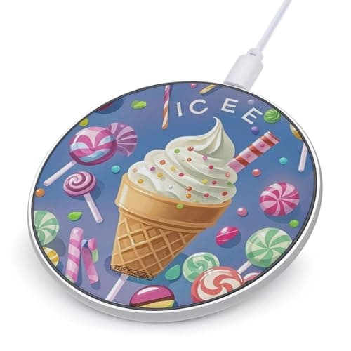 Ice Cream and Candy Wireless Charger Portable Fast Charging Pad Lightweight Wireless Charging Station for Phone Slim Charge Mat for Travel Home Office Desk