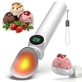 Electric Heated Ice Cream Scoop, Rechargeable Metal Scooper with Digital LED Temperature Display for Easy Scooping IP65 Waterproof Kitchen Tool Gadget 2 Oz Max 160°F (WarmWhite)