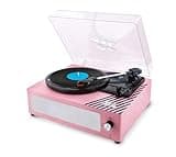 Lisciani - BARBIE 3-speed vinyl player with built-in speaker - retro wood design - AUX input - teen turntable 12+ - sense of rhythm and independence - Vintage Barbie style