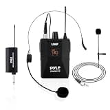 UHF Wireless Microphone System Kit - Portable Professional Cordless Microphone Set Wireless Mic Kit w/Headset Mic, Lavalier Mic, Beltpack Transmitter, Receiver - Karaoke & Conference - Pyle PDWMU112