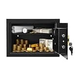 Safe Box for Home Office, 13.78x9.84x9.84 Inch Security Safe with Electronic Keypad, Steel Safe Box for Business Money Jewelry Document Storage with Emergency Keys Black