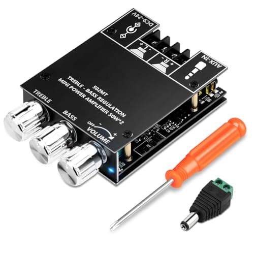 Daakro ZK-502MT Bluetooth Amplifier Board,50W+50W 2.0 Channel Amp Board with Treble and Bass Control,DC 9-24V, Bluetooth and AUX Inputs, Audio Amp Board for Home DIY Wireless Speakers, Password Free